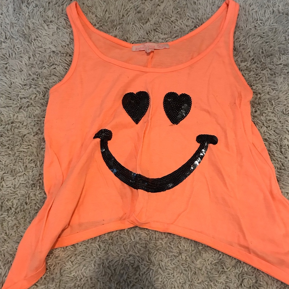 NEON orange sequenced smiley face tank